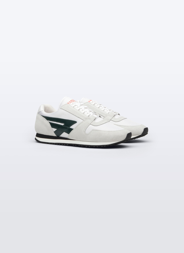 Sneakers homme blanc cuir de vachette et nylon Fursac - 23ELSNEAF-BL02/01