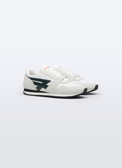 Sneakers homme blanc cuir de vachette et nylon Fursac - LSNEAF-BL02-01
