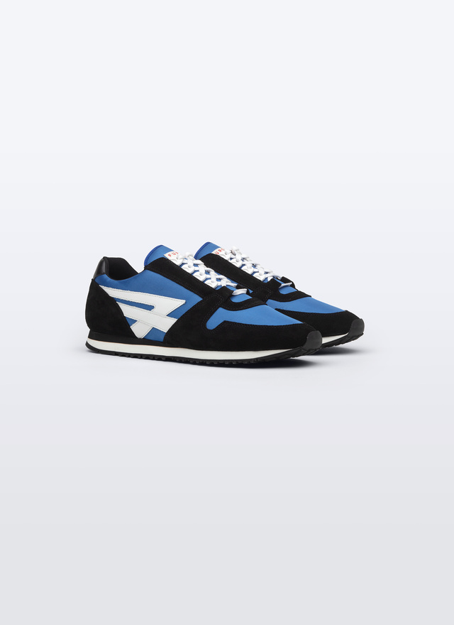 Sneakers homme bleu marine et noir cuir de vachette et nylon Fursac - 23ELSNEAF-BL02/32