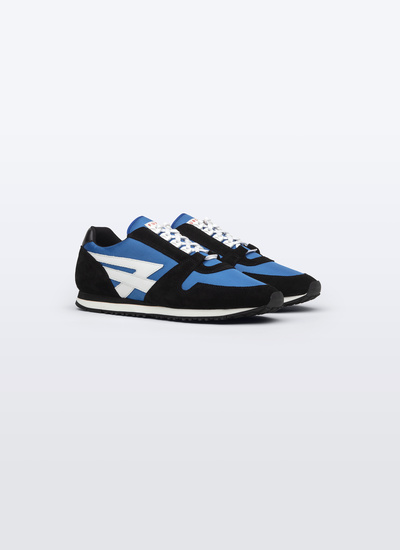 Sneakers homme bleu marine et noir cuir de vachette et nylon Fursac - LSNEAF-BL02-32