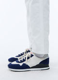 Sneakers en cuir et nylon crèmes et bleues - 22HLSNEAK-TL04/30