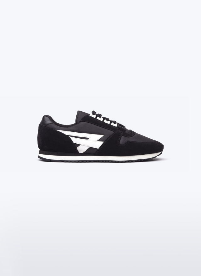 Sneakers homme noir et blanc cuir suède et nylon Fursac - LSNEAF-BL02-B001