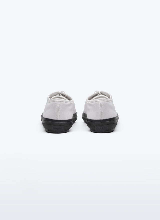 Men's white, ecru cotton canvas sneakers Fursac - 23ELTENIS-BL01/01