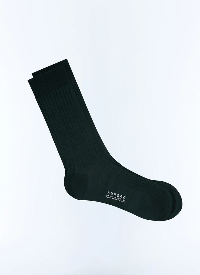 Men's sock forest green lisle cotton Fursac - D2JSOK-JA23-H014