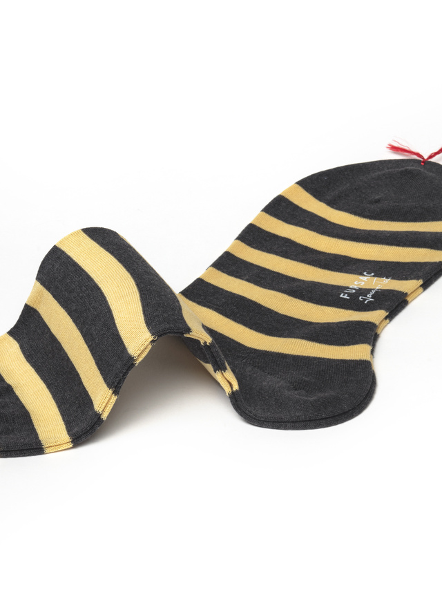 Men's grey and yellow stripes sock Fursac - D2BOCK-BR29-27