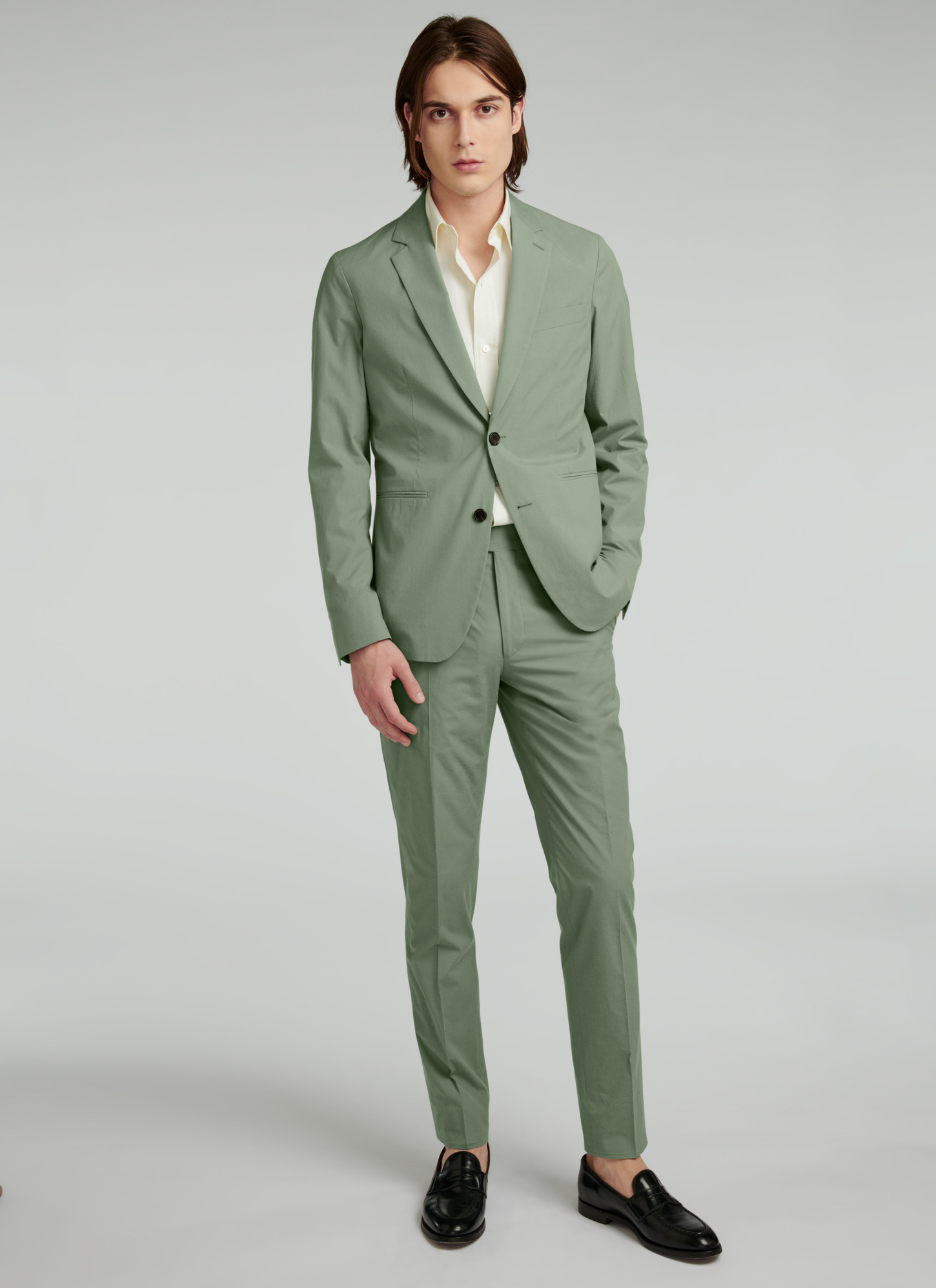 Sage green separate suits suit 22EC3VADA-VX06/45 - Men's cotton and ...