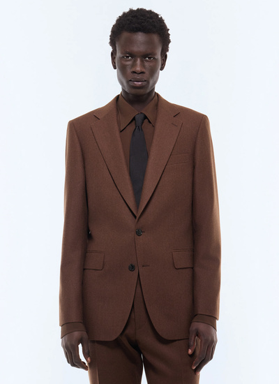 Men's suit jacket brown main fabric: 100% virgin woolunder collar: 80% polyester, 20% viscosebody lining: 100% viscosesleeve lining: 57% viscose, 41% acetate, 2% cupro Fursac - V3JEXU-LC17-G018
