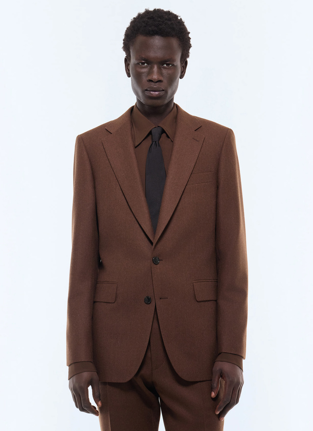 Men's suit jacket brown main fabric: 100% virgin woolunder collar: 80% polyester, 20% viscosebody lining: 100% viscosesleeve lining: 57% viscose, 41% acetate, 2% cupro Fursac - V3JEXU-LC17-G018