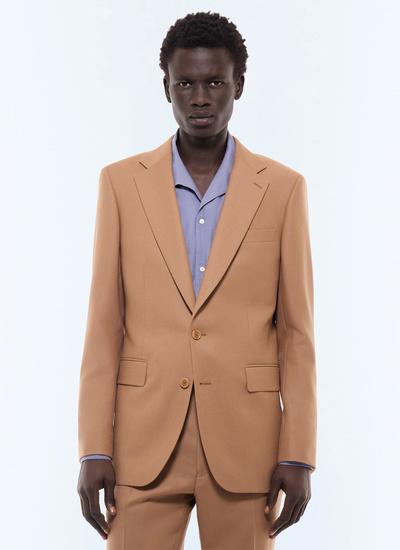 Men's suit jacket camel main fabric: 100% virgin woolunder collar: 80% polyester, 20% viscosebody lining: 100% viscosesleeve lining: 57% viscose, 41% acetate, 2% cupro Fursac - V3JEXU-LC14-A011