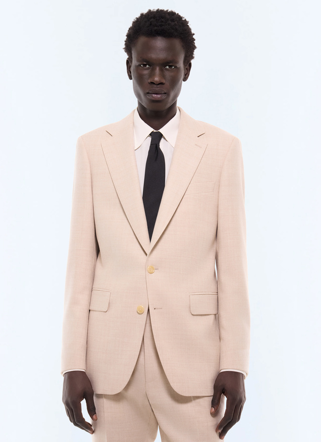 Men's suit jacket natural main fabric: 100% virgin woolunder collar: 80% polyester, 20% viscosebody lining: 100% viscosesleeve lining: 57% viscose, 41% acetate, 2% cupro Fursac - V3JEXU-LC17-A003