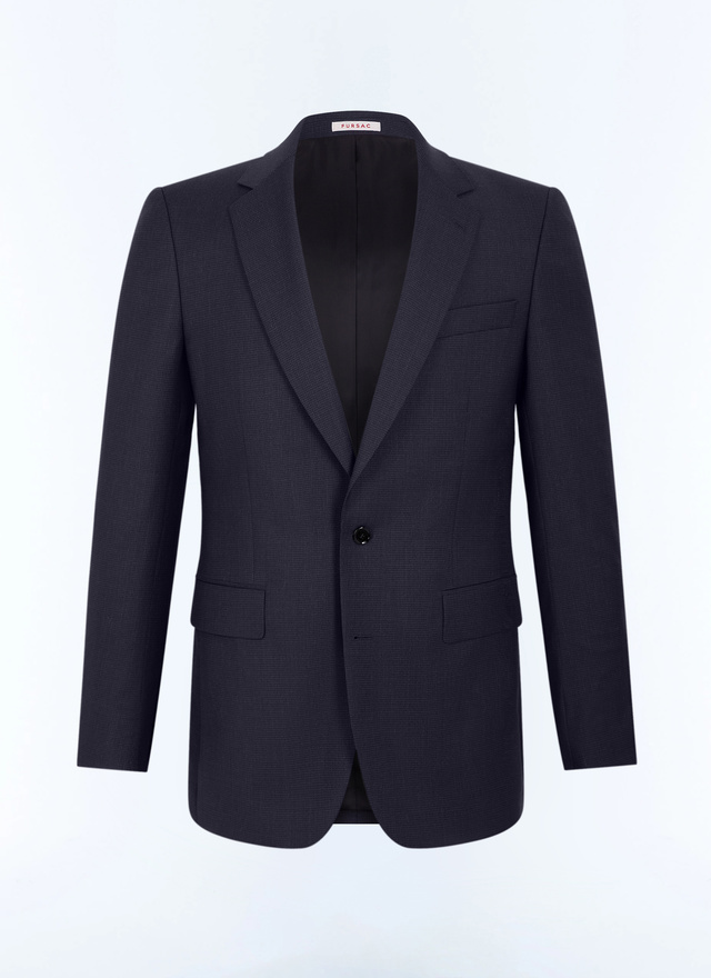 Men's blue, navy blue main fabric: 100% virgin woolunder collar: 80% polyester, 20% viscosebody lining: 100% viscosesleeve lining: 57% viscose, 41% acetate, 2% cupro suit jacket Fursac - V2AIDO-LC05-D030