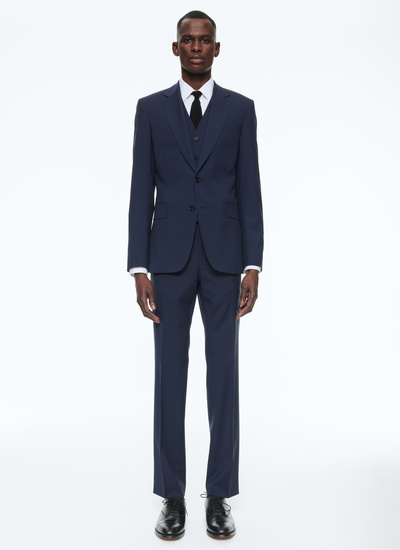 Men's suit navy blue virgin wool Fursac - C3SOXE-VC60-30