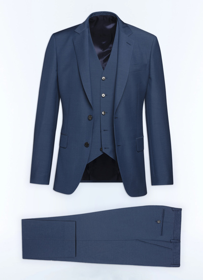 Men's blue, navy blue virgin wool suit Fursac - C3AVOX-F502-35