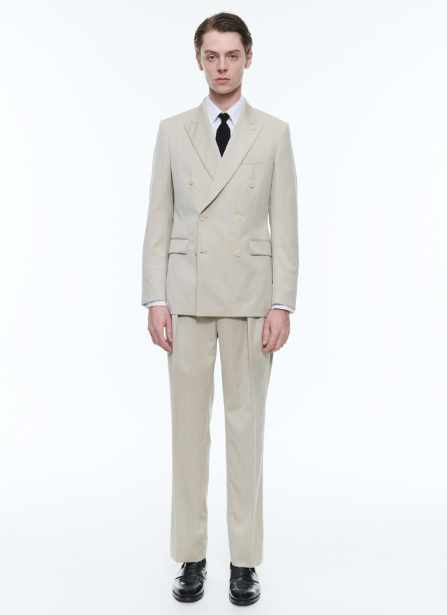 Men's suit beige virgin wool serge Fursac - C3DATI-DC13-A006