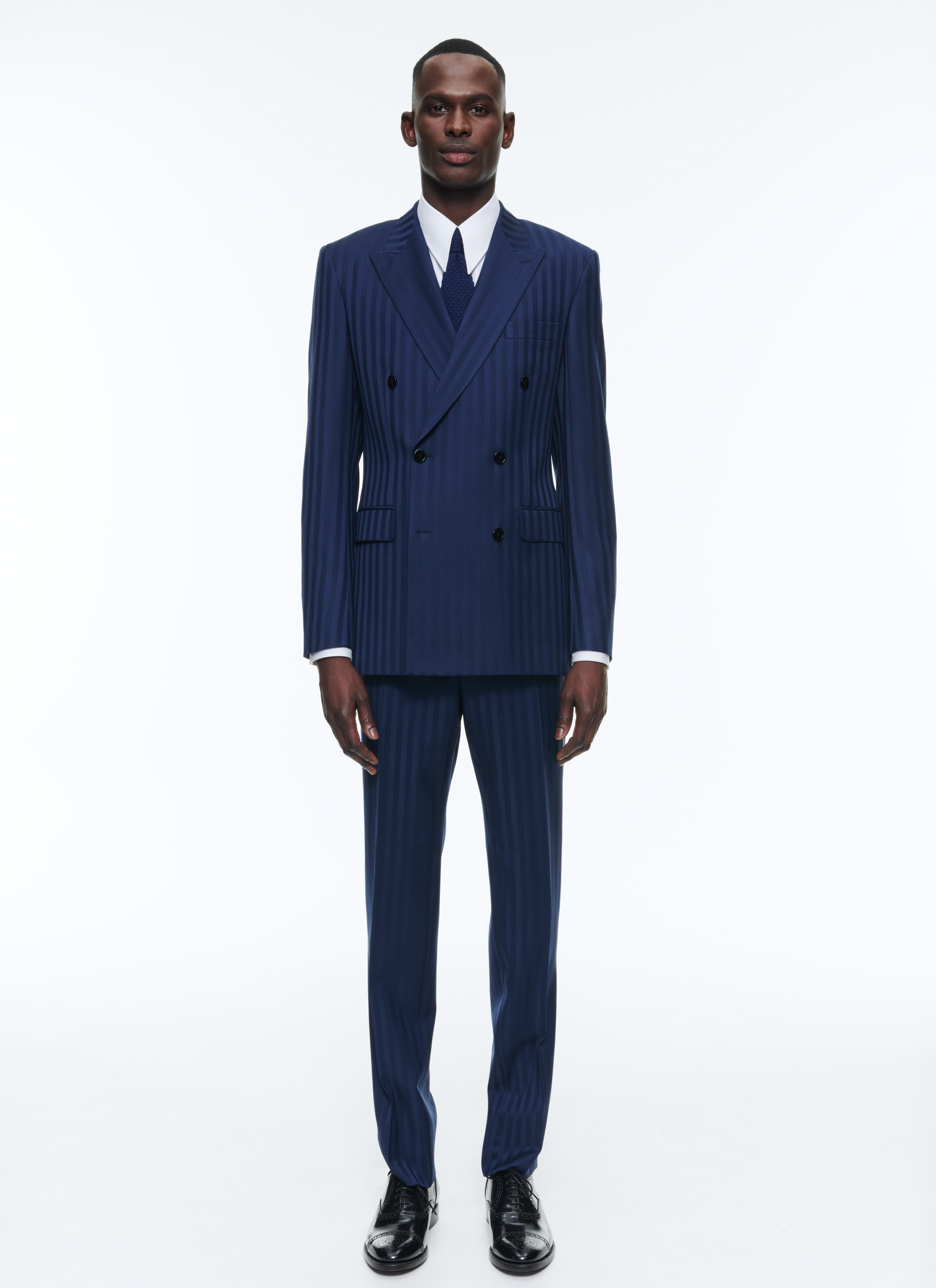 Blue Striped Double-Breasted Suit for Men Fursac C3DOCO-DC22-D029