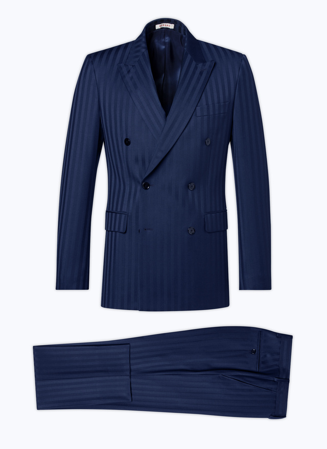 Men's blue - tone on tone large stripes suit Fursac - C3DOCO-DC22-D029
