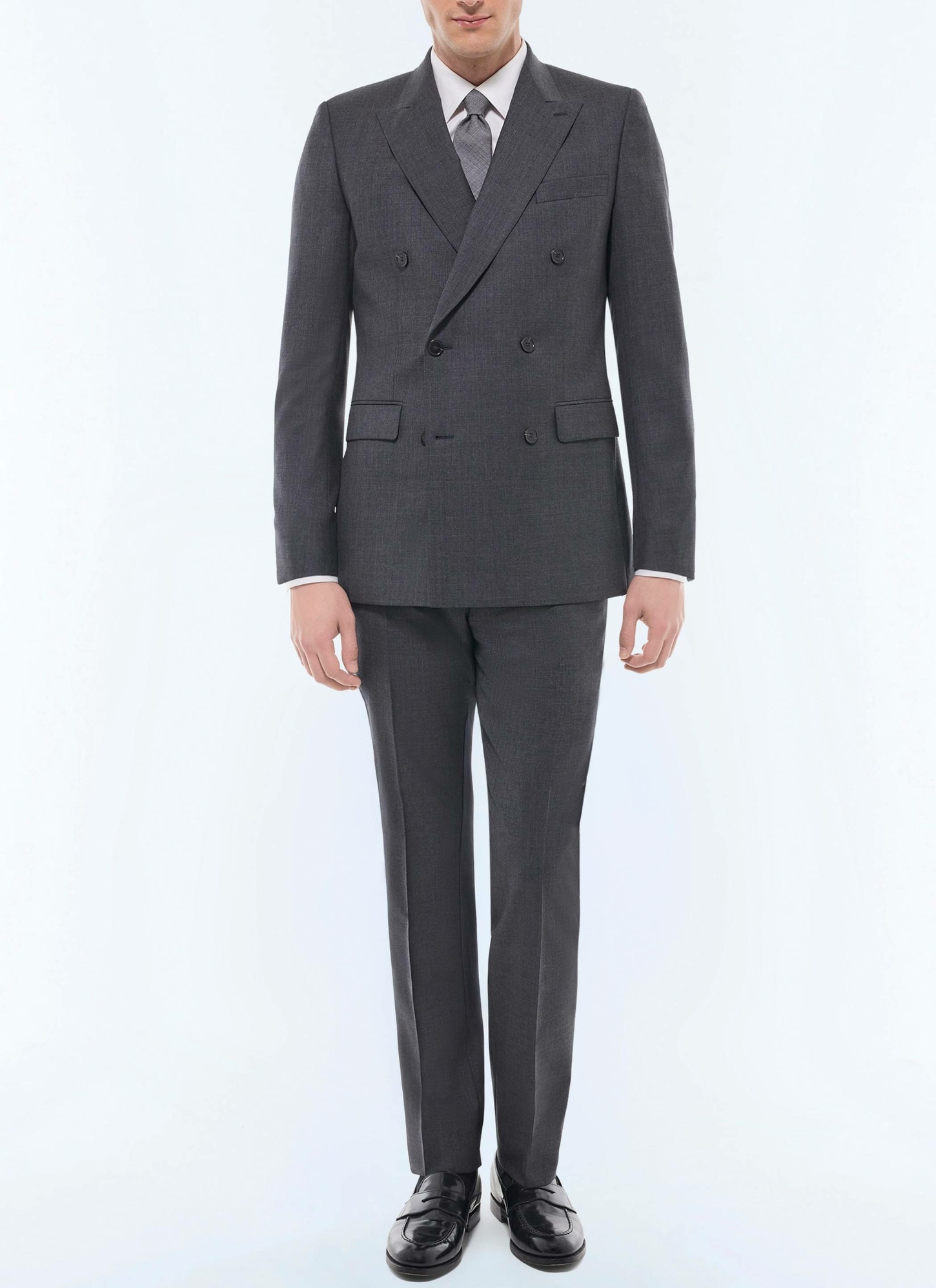Men's suit charcoal grey end-on-end virgin wool Fursac - C3FOCA-CC64-B029