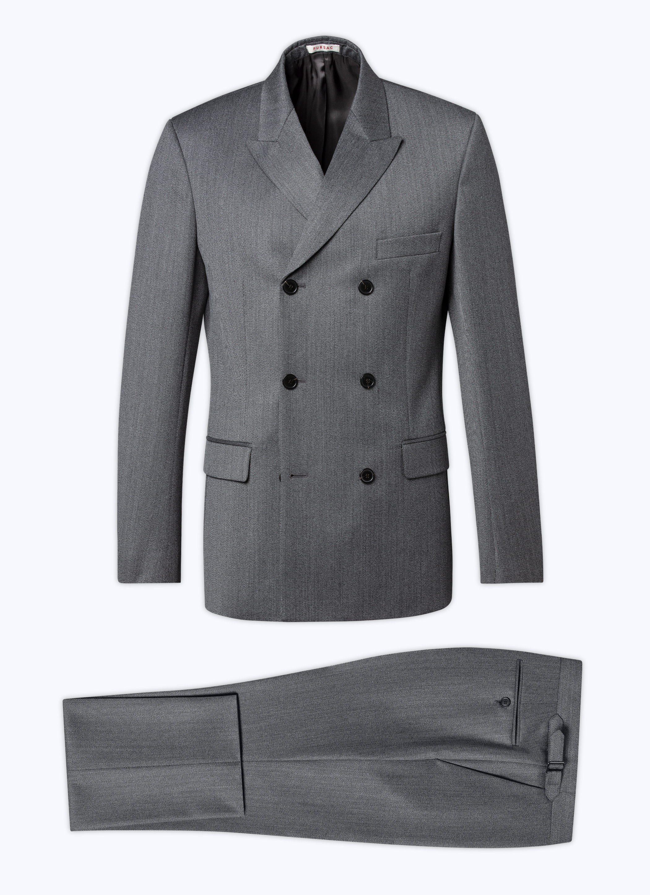 Grey Herringbone Pattern Slim Fit Suit for Men - Fursac