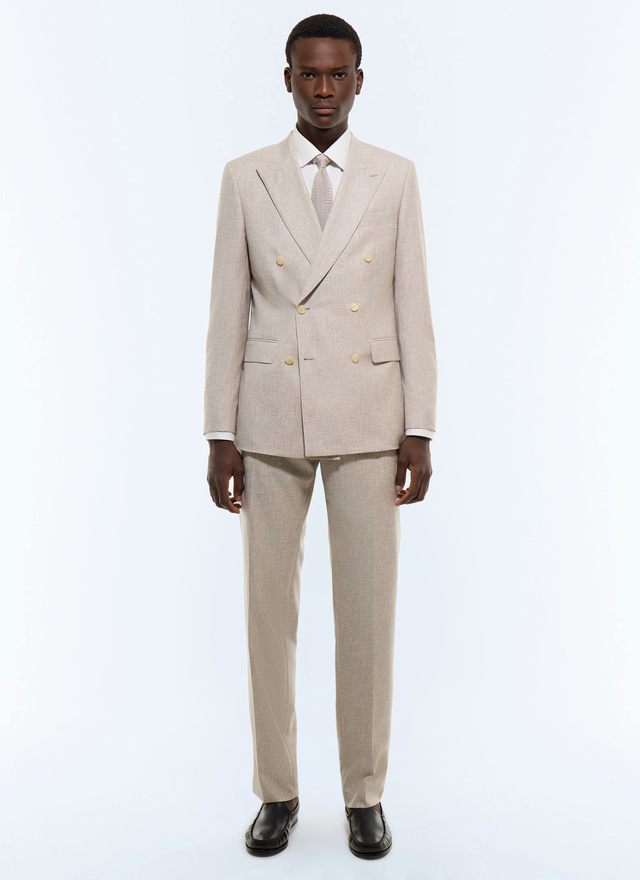 Men's suit greyish-beige super 150's virgin wool Fursac - C3FOUG-JC21-A007