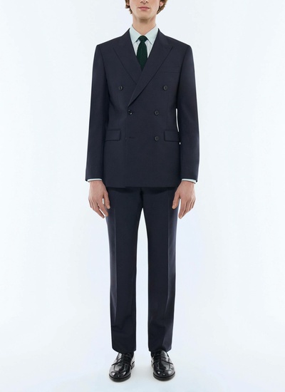 Men's suit navy blue fresco virgin wool canvas Fursac - C3FOCA-BV01-30