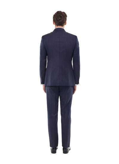 Men's navy blue - green stripes suit Fursac - C3FOUG-GC07-D030
