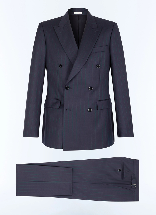 Men's blue, navy blue certified virgin wool twill suit Fursac - C3FOUG-GC07-D030