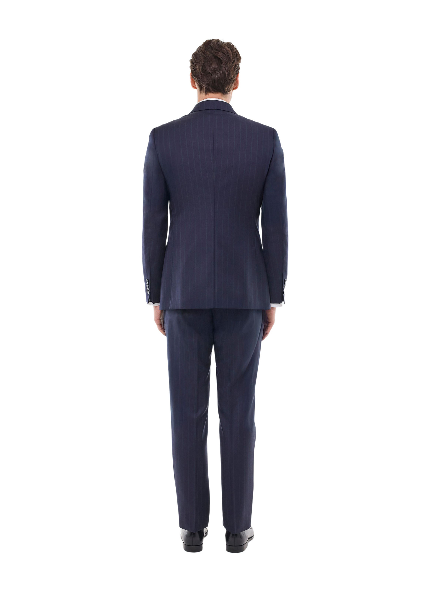 Men's navy blue - green stripes suit Fursac - C3FOUG-GC07-D030