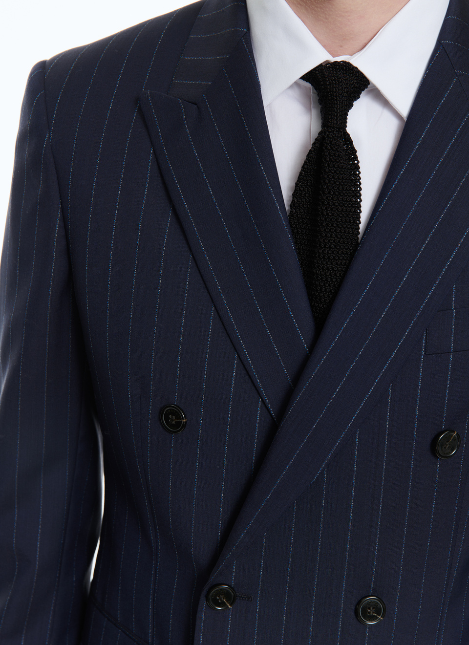 Navy Blue Striped Double-Breasted Suit for Men - Fursac C3VOCA-BC13-31