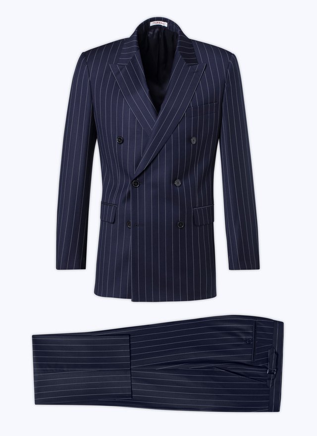 Men's navy blue - white dotted stripes suit Fursac - C3CASA-CC15-D030