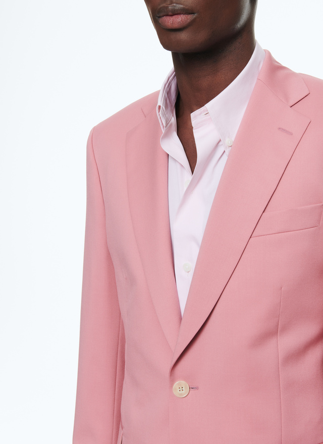 Rose pink super 150 Cerruti double breasted French safari wool suit