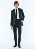 Plain-colored wool canvas fitted suit - C3FOXA-FC38-H011