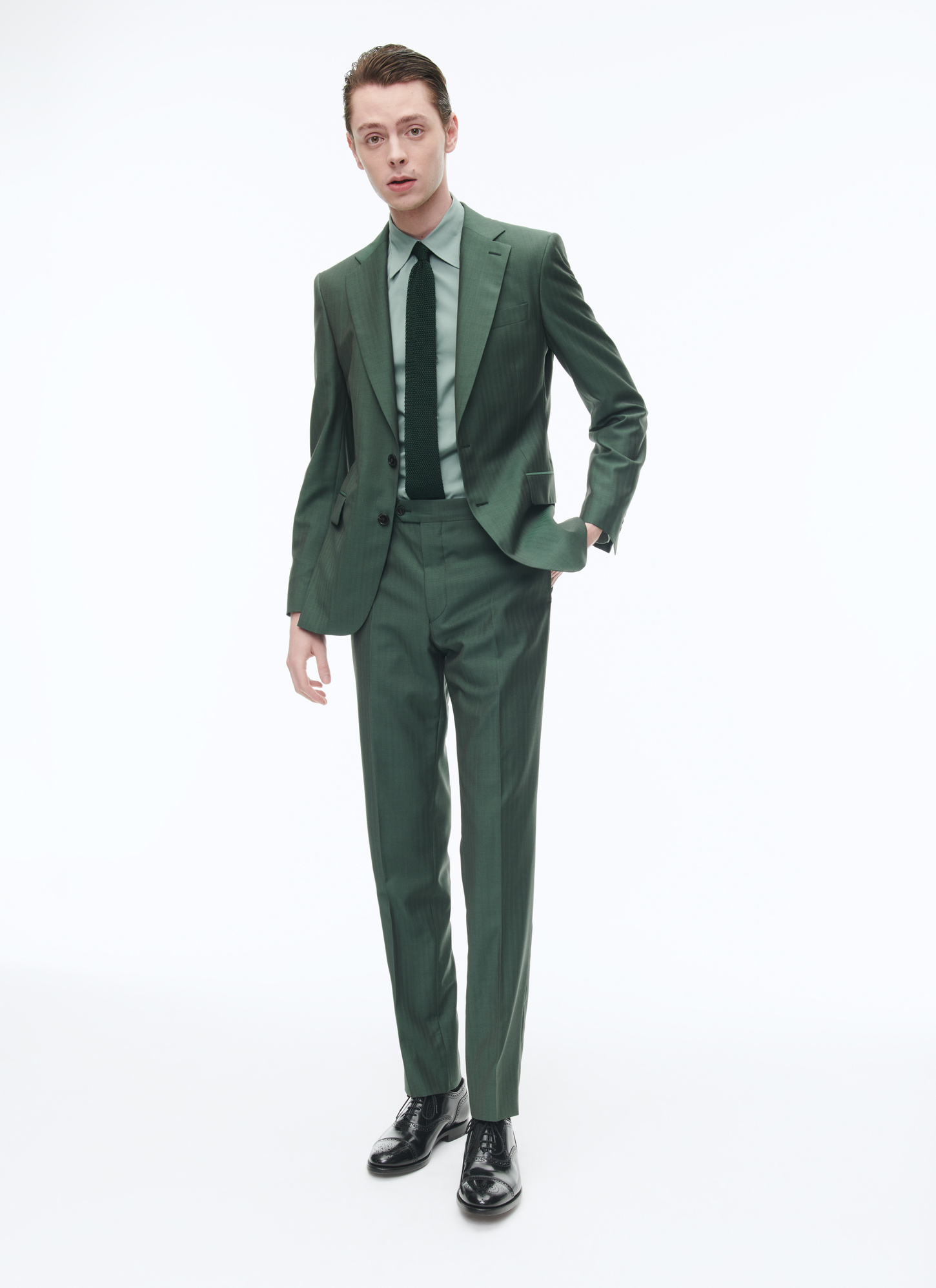 British Racing Green Slim Fit Suit for Men - Fursac - C3AVRA-CC26-H011