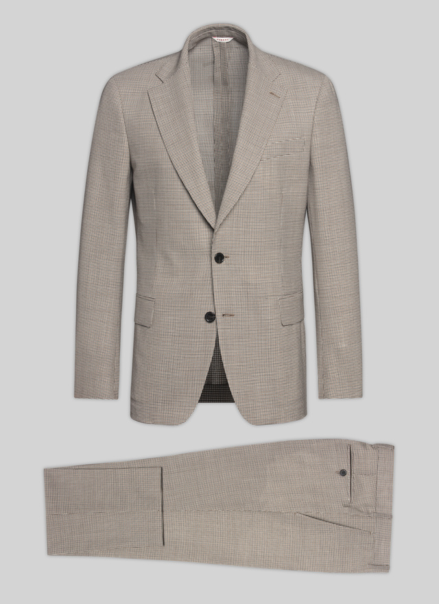 Men's brown and beige - houndstooth pattern suit Fursac - C3VILO-VX09-15