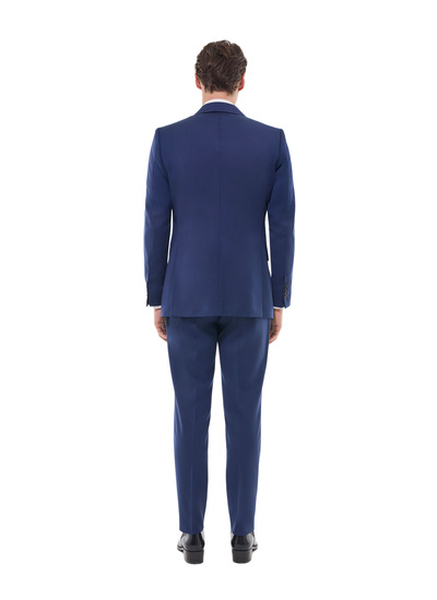 Men's carbon blue - tone on tone herringbone pattern suit Fursac - C3GREG-GC15-D031