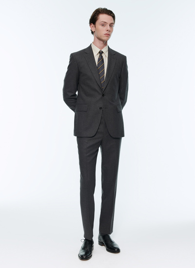 Men's suit charcoal grey blended wool flannel Fursac - 22HC3AXUN-OC55/22