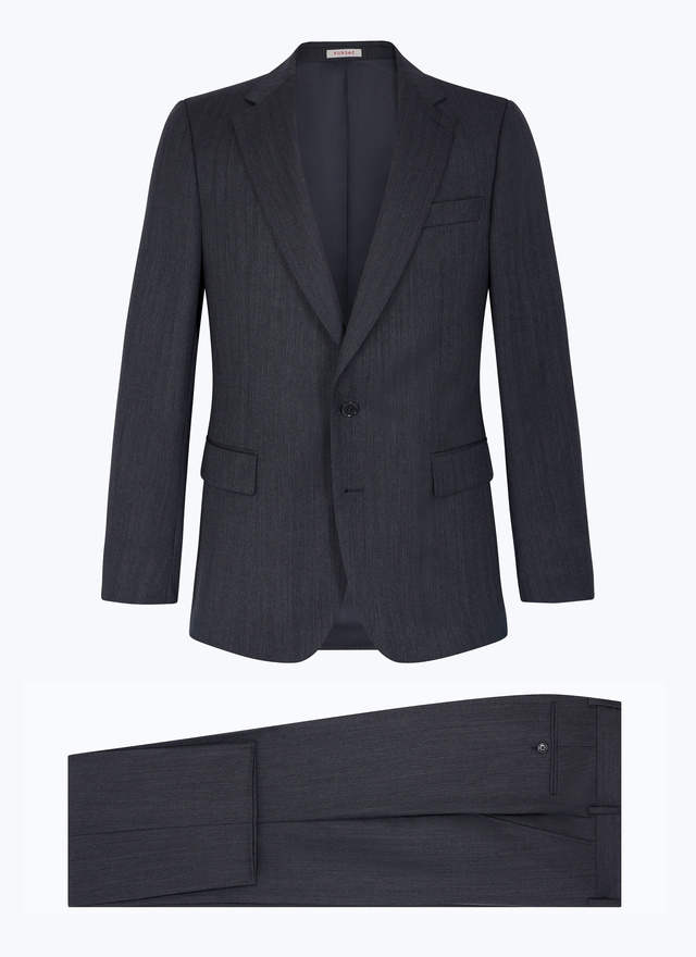 Men's charcoal grey - herringbone pattern suit Fursac - C3ECOM-EC18-B021