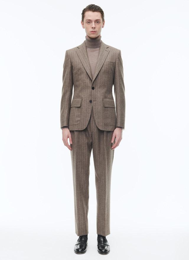 Men's suit chestnut virgin wool flannel Fursac - C3CITY-CC23-G015