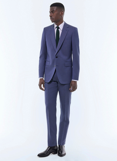 Men's suit grey blue certified virgin wool canvas Fursac - C3FOXA-GC16-D028
