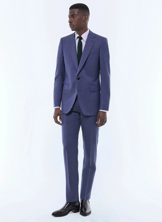 Men's suit grey blue certified virgin wool canvas Fursac - C3FOXA-GC16-D028