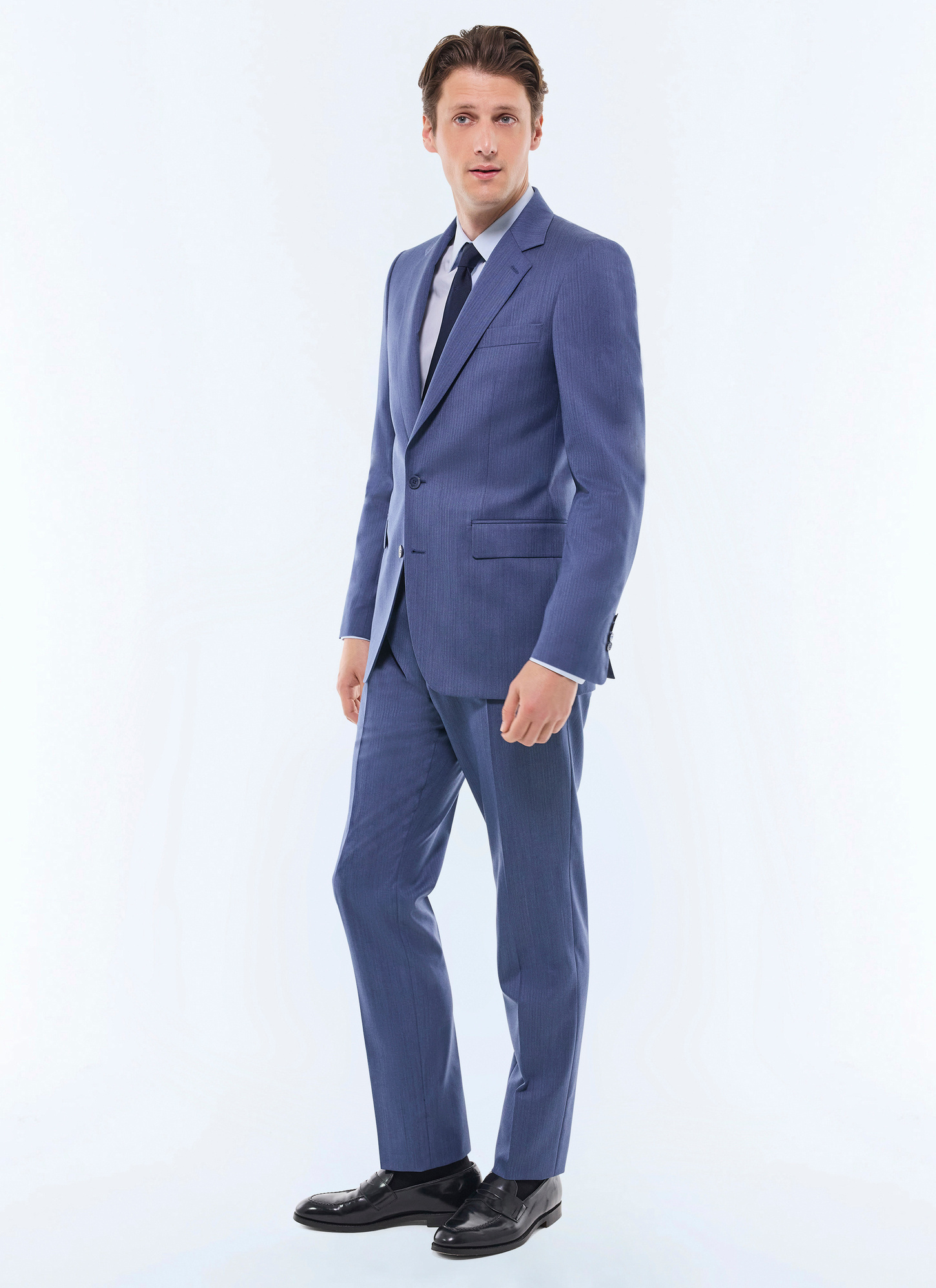 Men's suit grey blue virgin wool Fursac - C3GREG-GC04-D004