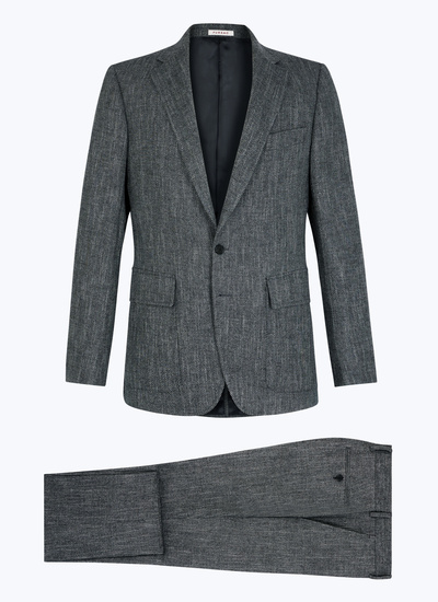 Fursac men's suit - Grey - Herringbone pattern wool fitted suit with herringbone C3CITO-CX40-B022