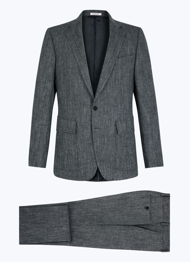 Men's grey - herringbone pattern suit Fursac - C3CITO-CX40-B022