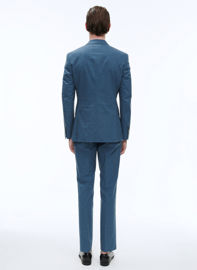 Men's blue, navy blue sanded blended cotton suit Fursac - C3AXUN-BC07-35