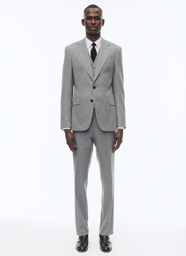 Men's suit light grey virgin wool flannel Fursac - C3AVRA-CC42-B029