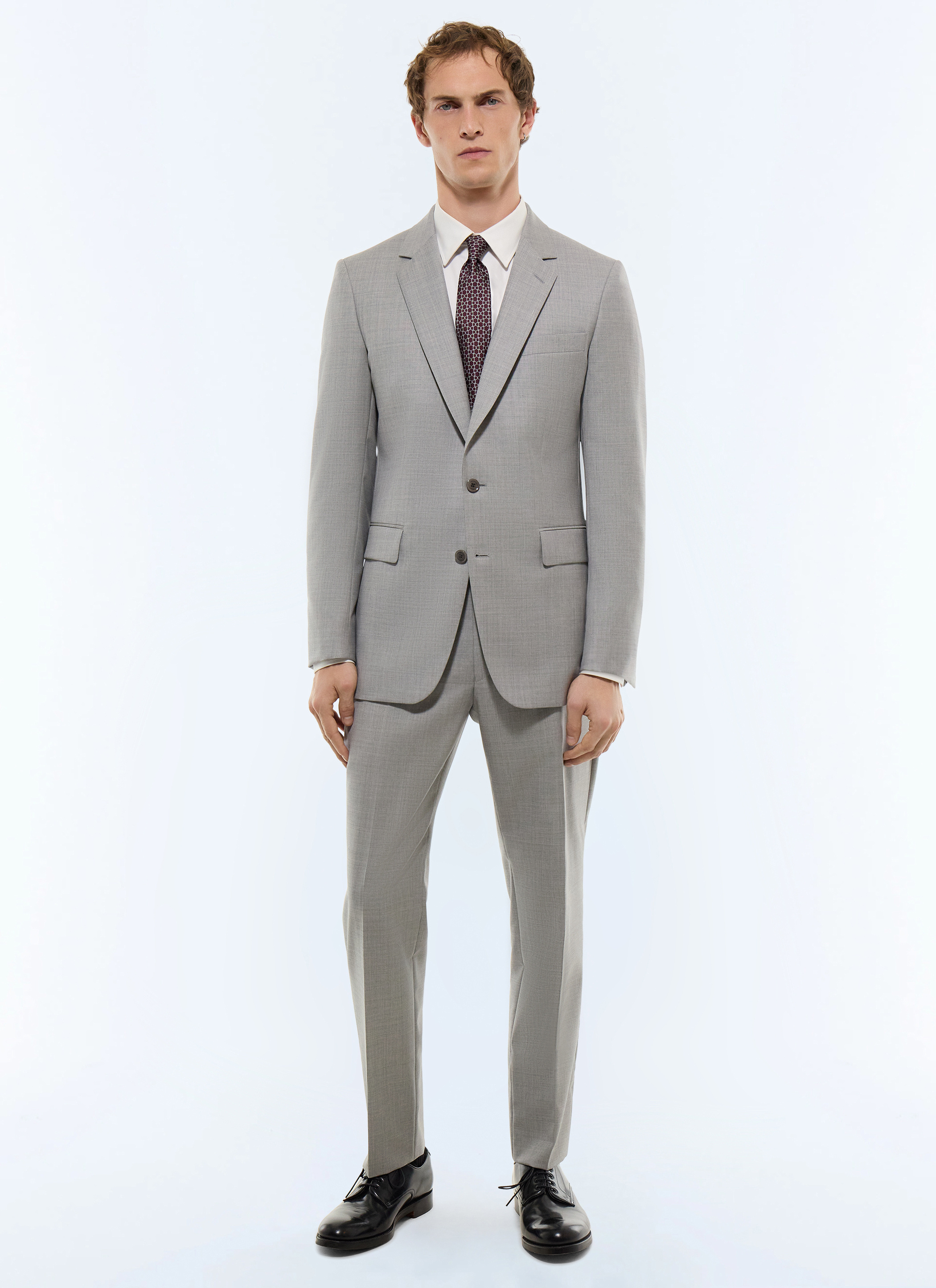 FURSAC - End-on-end wool twill fitted suit - Men - Size 44 - Grey - Wedding - Ceremony Collection