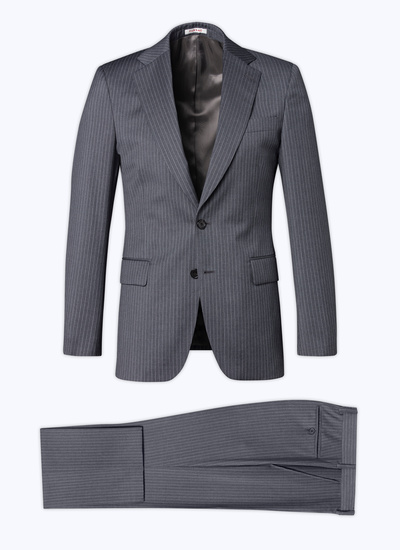 Men's medium grey - white dotted stripes suit Fursac - C3AVRA-BC17-24