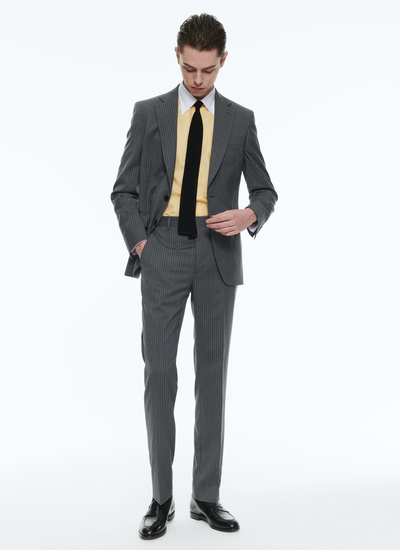 Men's suit medium grey virgin wool serge Fursac - C3AVRA-BC17-24