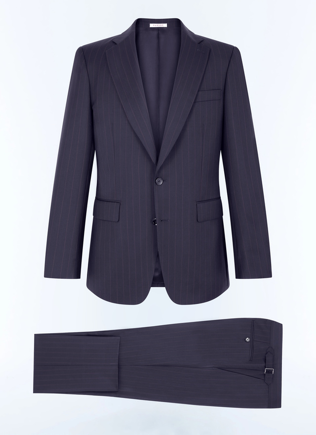 Men's blue, navy blue virgin wool twill suit Fursac - C3FEXU-GC10-D030