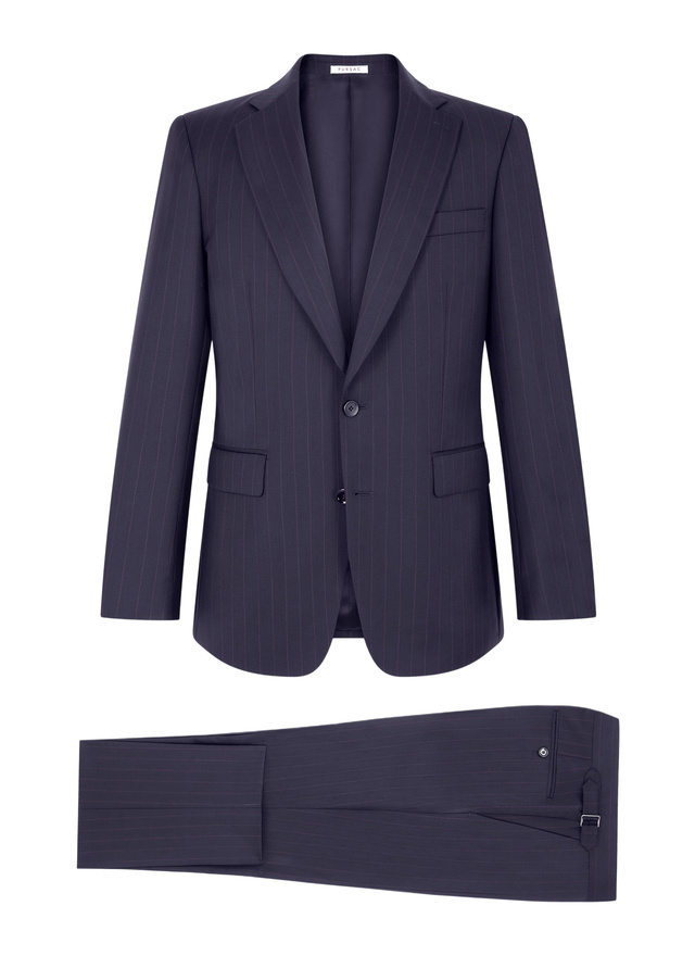 Men's navy blue - burgundy stripes suit Fursac - C3FEXU-GC10-D030