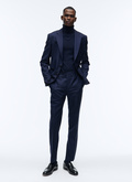 Navy blue wool suit with herringbones - C3AXLO-AC04-31